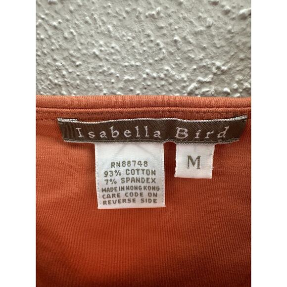 Isabella Bird Womens Tank Top Size Medium Orange Square Neck Back Strap - Picture 3 of 10